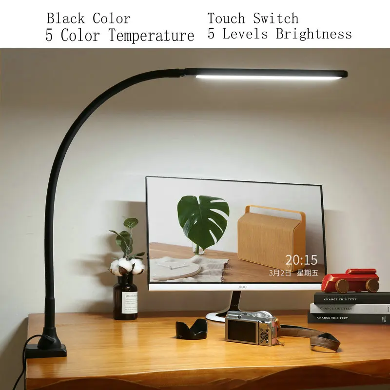 B Type- Black Artpad 13 Вт пульт дистанционного управления Настольная лампа с зажимом 360 градусов вращающийся гусиный диммер Уход за глазами настольная лампа для чтения белый черный - Цвет корпуса: B Type- Black