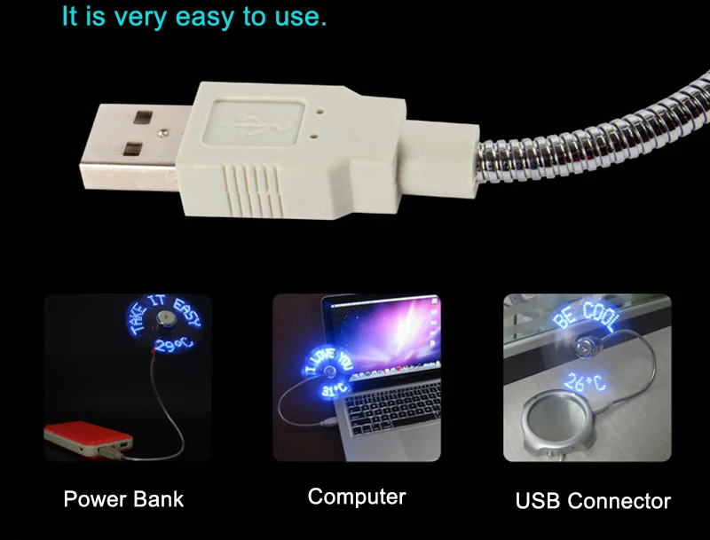 LUCOG гибкий светодиодный Micro USB вентилятор мини-гусиная шея светодиодный светильник дисплей время часы USB питание вентилятор с ПК-Зеленый Флэш-светильник