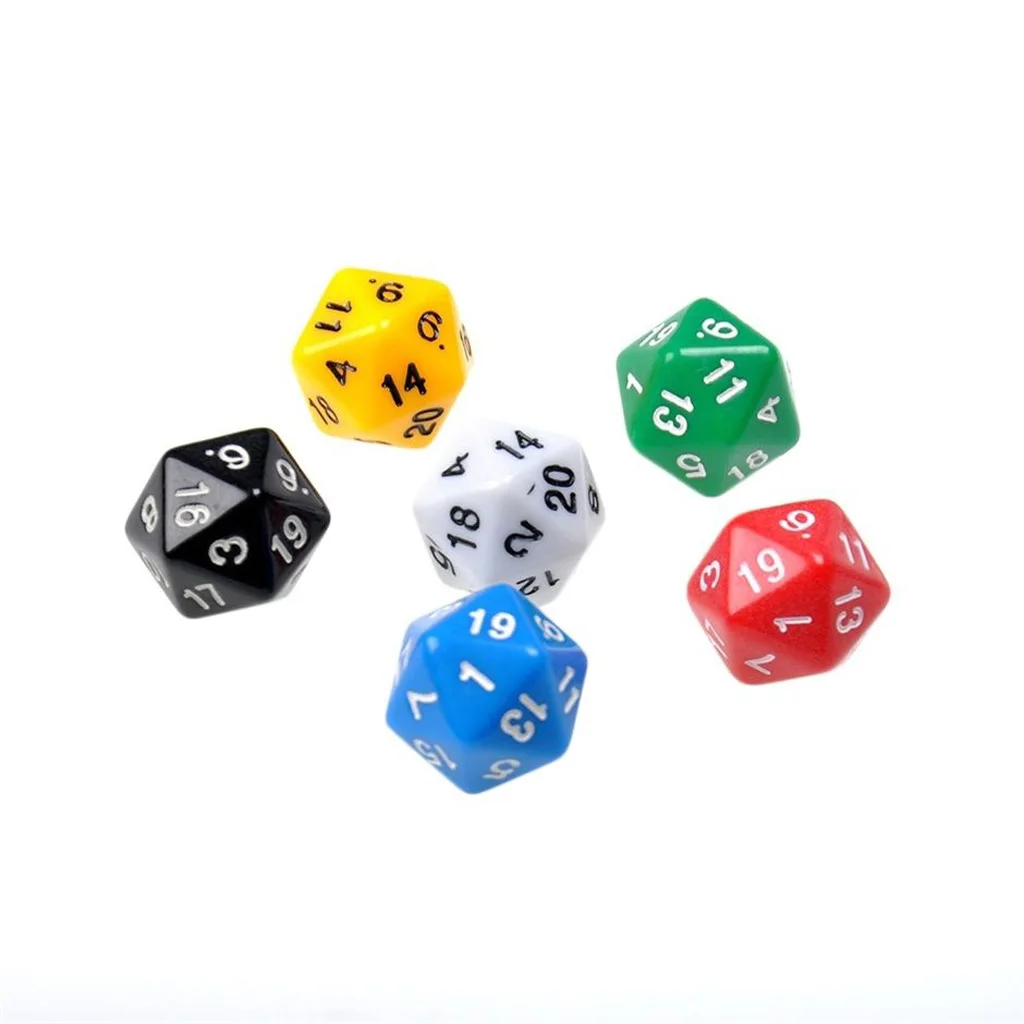 6 шт. 20 Двусторонняя D20 красочные кости для игры в D & ролевые настольные
