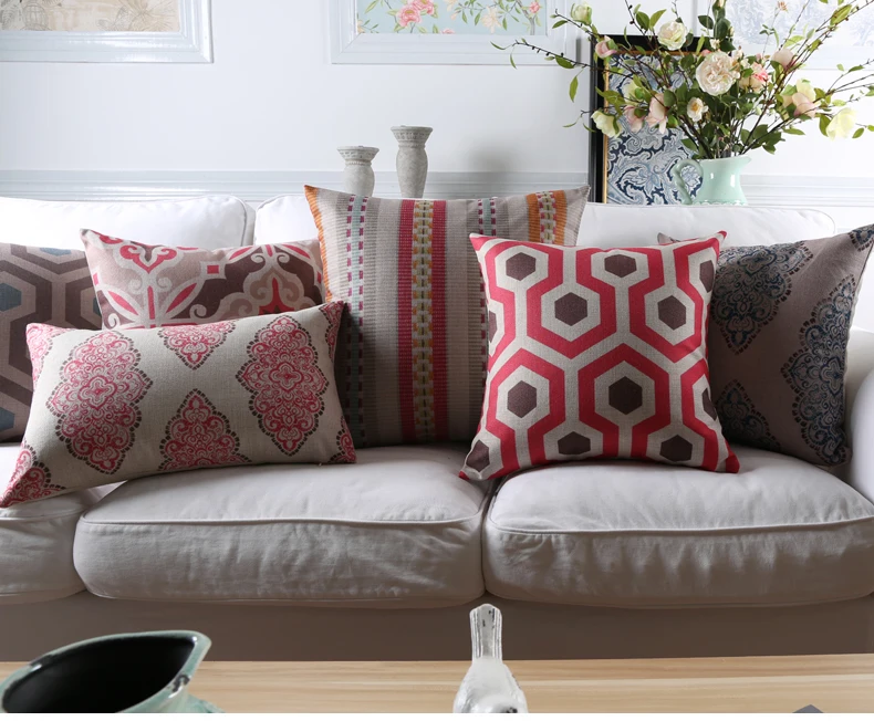 

Наволочки в клетку с геометрическим рисунком и полосками на заказ, роскошные цветочные аксессуары 45x45 см, 30x50 см, в американском цветочном ст...