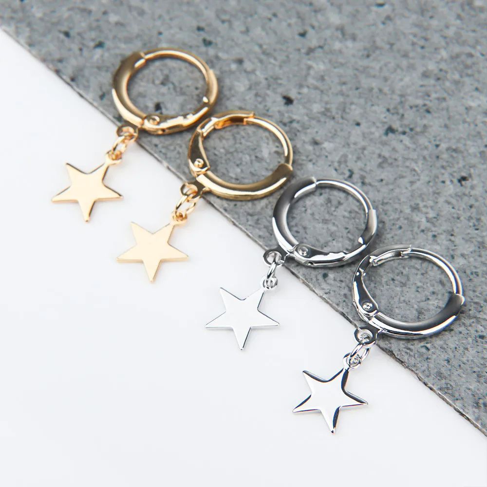 Модные пятиконечные серьги звезда луна ушное кольцо популярные аксессуары