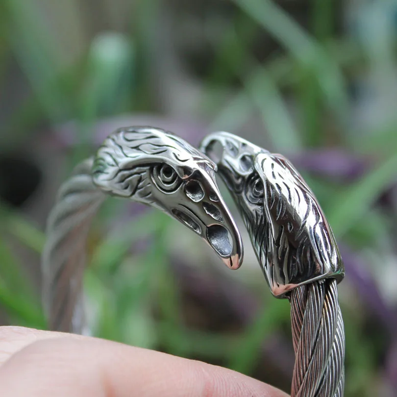 Браслет из нержавеющей стали 316L браслет Викинг панк викинги черная ворона