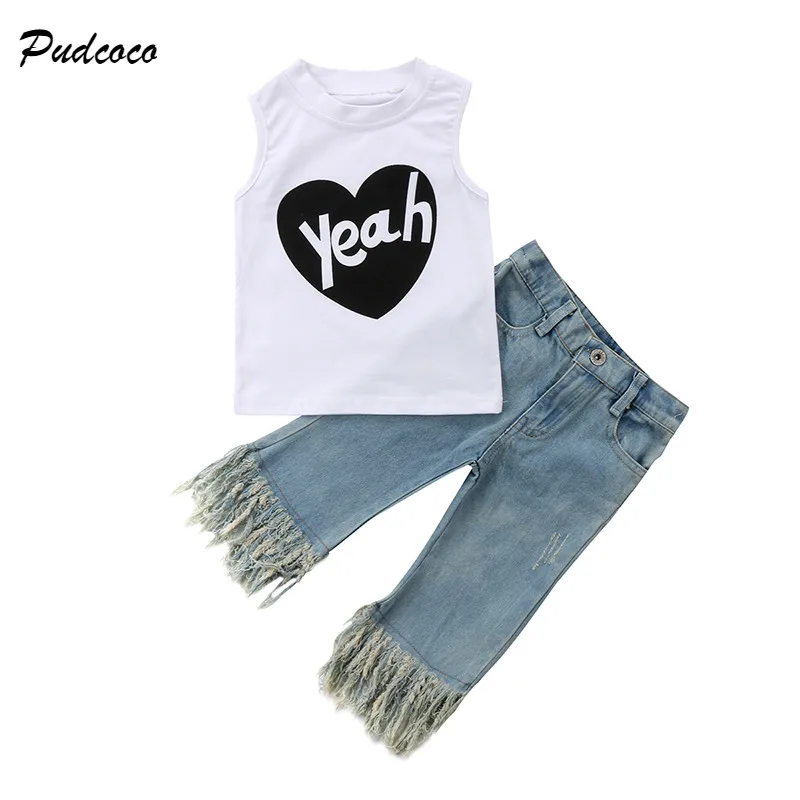 Модная новинка от Pudcoco детский жилет без рукавов с рисунком в виде сердца +