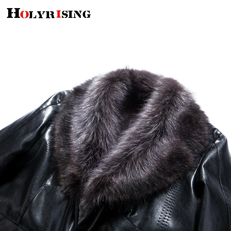 Мужские Куртки из искусственной кожи Holyrising зимнее утепленное пальто кожаная