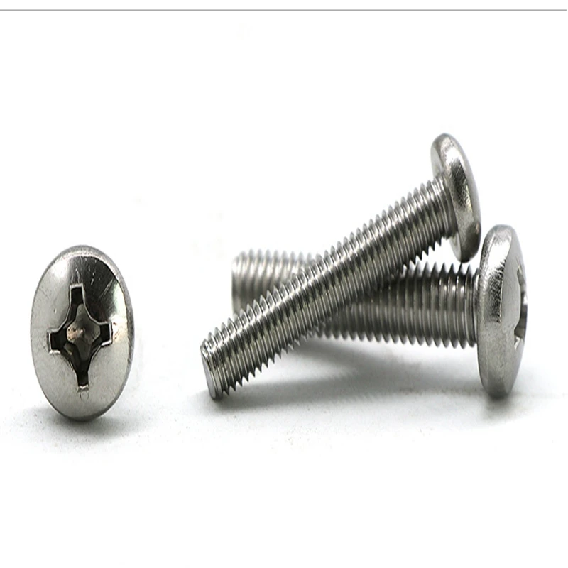 25pcs M1 Various specifications Standard 304 stainless steel round head cross plate screw bolt machine | Обустройство дома
