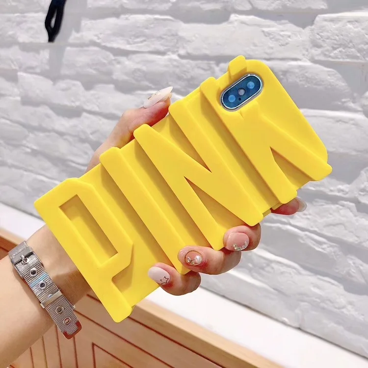 3D Розовая буква мягкий силиконовый резиновый чехол для телефона для iphone X 5 5S SE 8 7Plus 6 6S 10 Plus задняя крышка чехол для телефона Capa