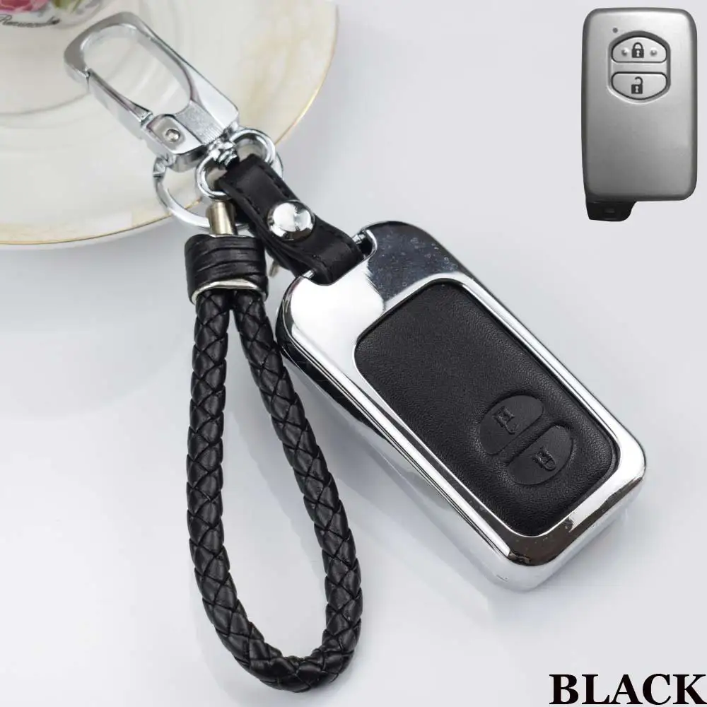Black 2 Buttons Кожаный чехол для ключей автомобиля для Toyota Land Cruiser Prado 150 Camry Prius, Crown для Subaru 2013 Foreste Outback XV legacy - Название цвета: Black 2 Buttons