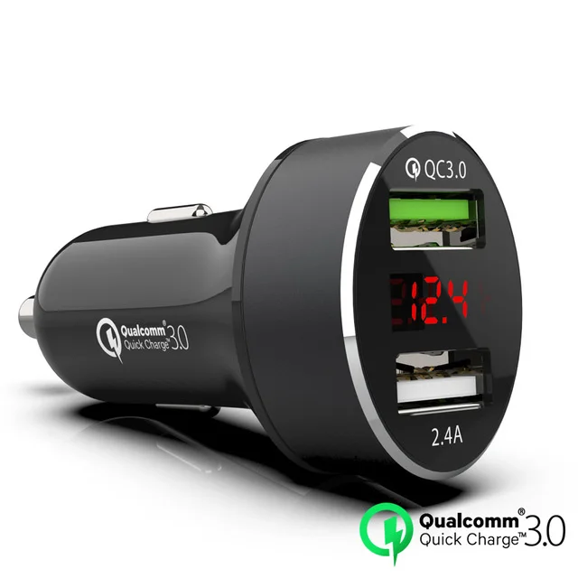 QC3.0 светодиодный дисплей Быстрый двойной зарядное устройство USB быстрая зарядка 3,0 2,0 автомобильное зарядное устройство мобильный телефон авто зарядное устройство для samsung huawei Xiaomi