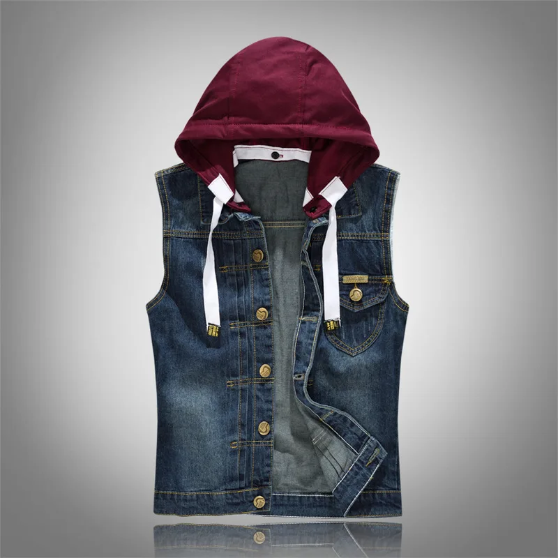 Men's Vest Slim Fit Jackets Sleeveless Hoodies Jeans Coats Denim Waistcoats Spring Autumn Tops Outwear Overcoat Plus Size M-4XL | Мужская