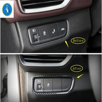 auto accessories front head lights lamp switch button cover trim carbon fiber abs fit for hyundai santa fe 2019 2021