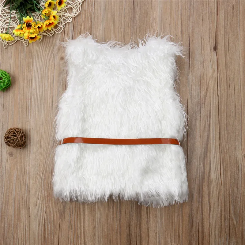 Детские Роскошные жилеты из искусственного меха с поясом для девочек осень 2018