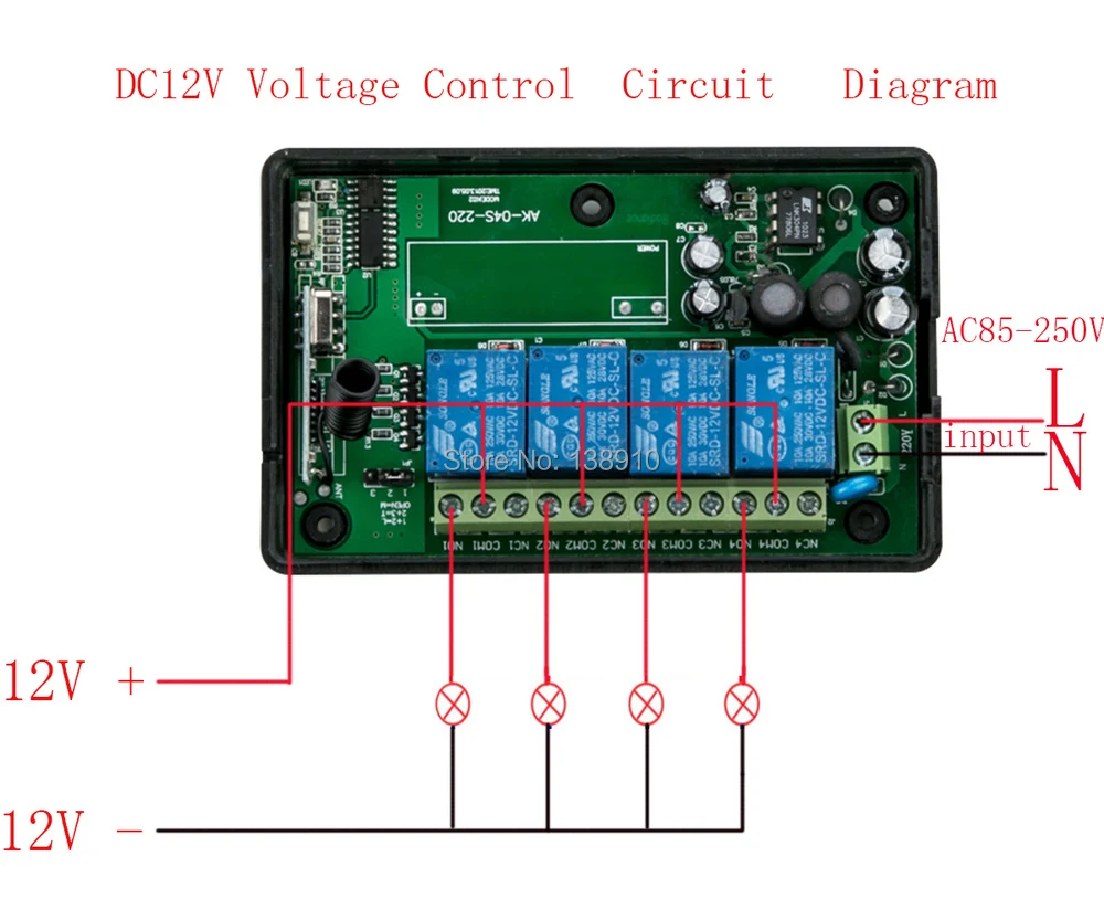 AC85V~ 250 В 4ch rf Беспроводной Дистанционное управление Системы/Радио дистанционный переключатель приемник для Приспособления ворота гаража двери