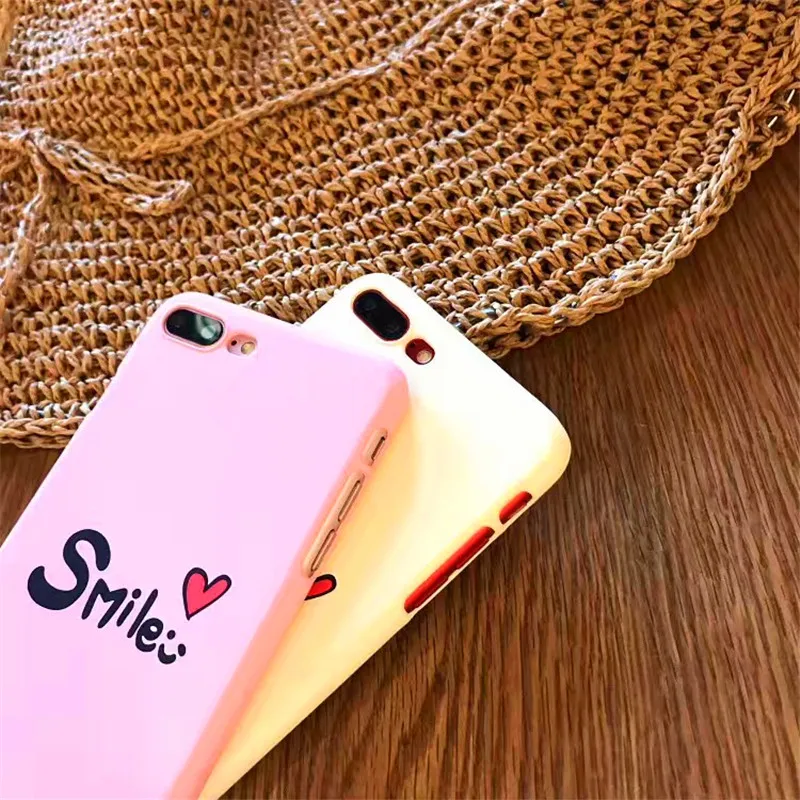 Ультра тонкий корпус для iphone 8 7 6 6S плюс модные забавные письмо улыбка Телефон