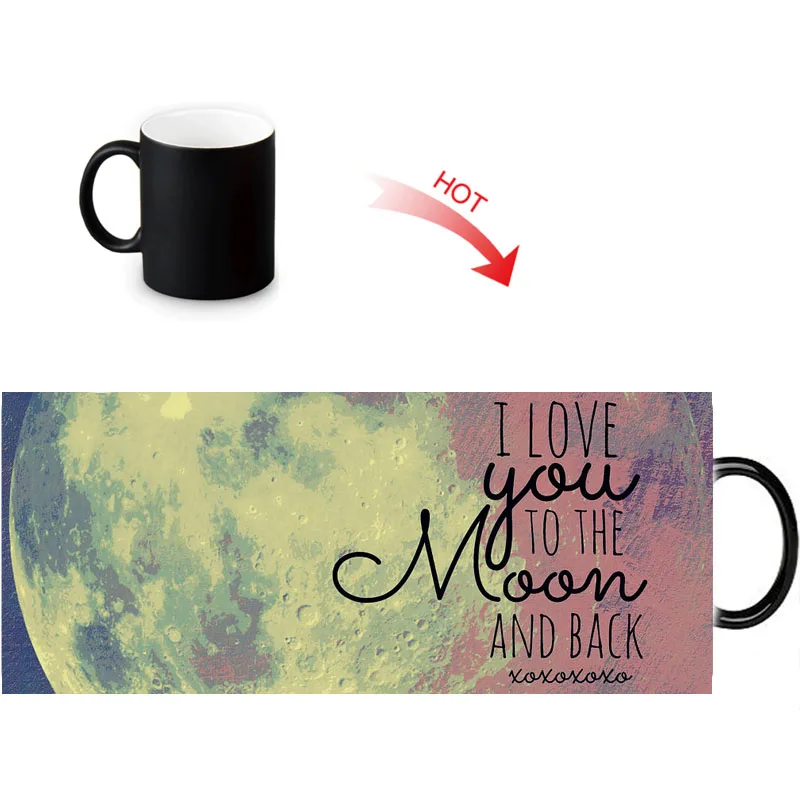 Керамические кофейные кружки на заказ с надписью I Love You To The Moon And Back молочный чай