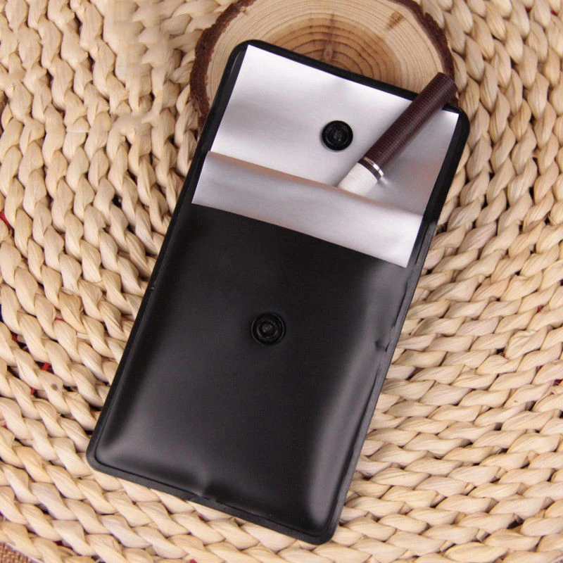 2Pcs Black Ashtrays Bags Smoking Cigarette Tobacco Fireproof Portable PVC Ash Storage Tools for Outdoor Dating Shopping | Дом и сад