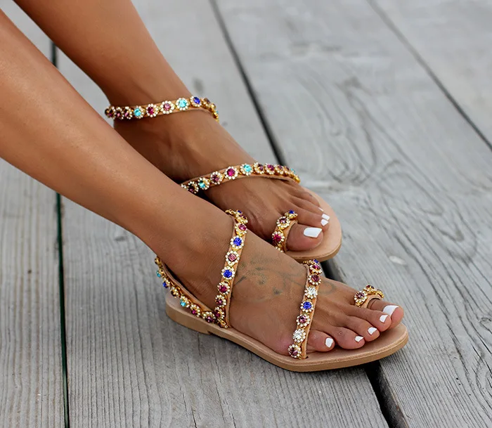 С украшением в виде кристаллов разноцветные Цвета этническом стиле Женские