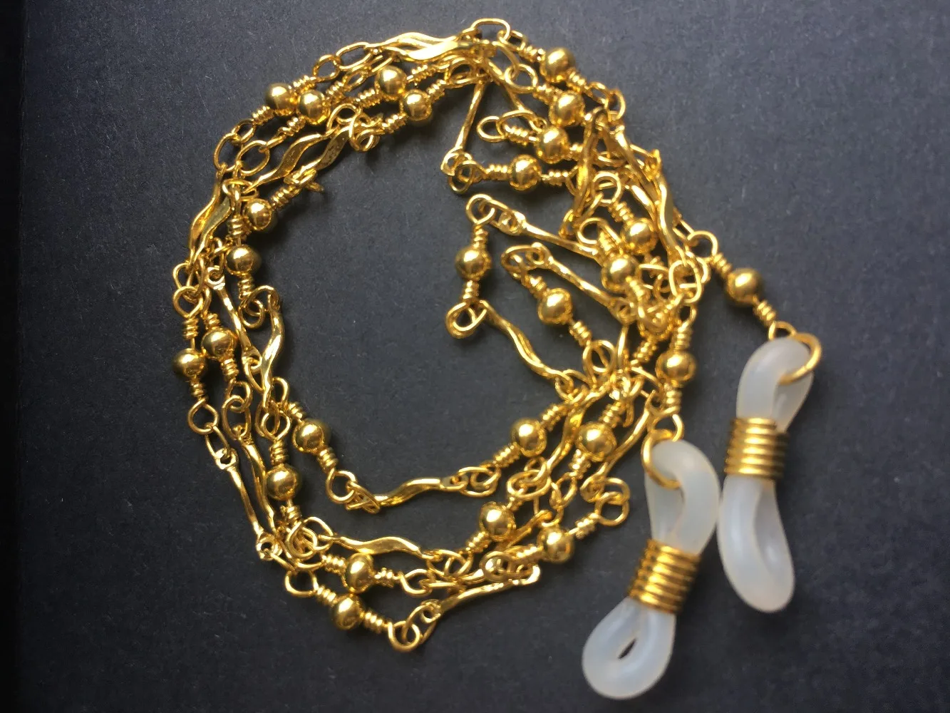 eyeglass gold retainer eyewear metal brass copper chain spectacle holder cord string silicone end