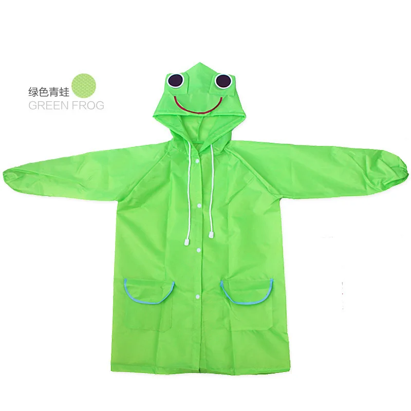 green PPXX/детский плащ-дождевик с рисунком из мультфильма; водонепроницаемое снаряжение; плащ-пончо для маленьких детей; плащ с капюшоном - Цвет: green
