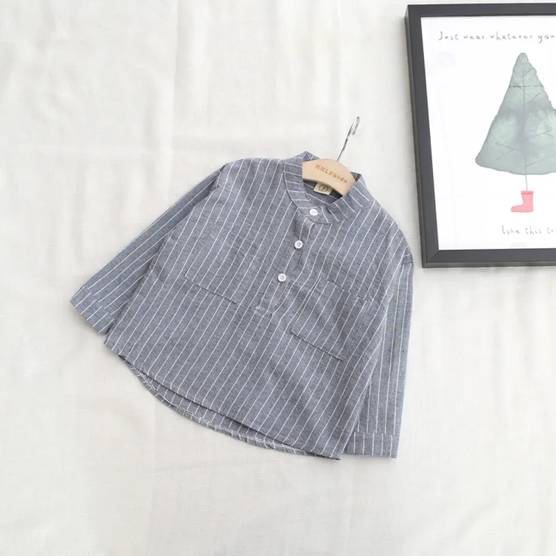 

Fashion 2019 Autumn Boys Shirts Cotton Linen Shirts For Girls Loose Casual Striped Shirt Kids Tops Boys Clothes BC330