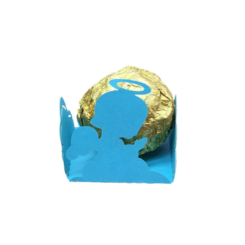 sky blue 50 шт./лот розовый синий девушка Ангел конфеты бар лазерная резка шоколадный свадебный сувенир Конфета детский душ украшения вечерние и подарки - Цвет: sky blue