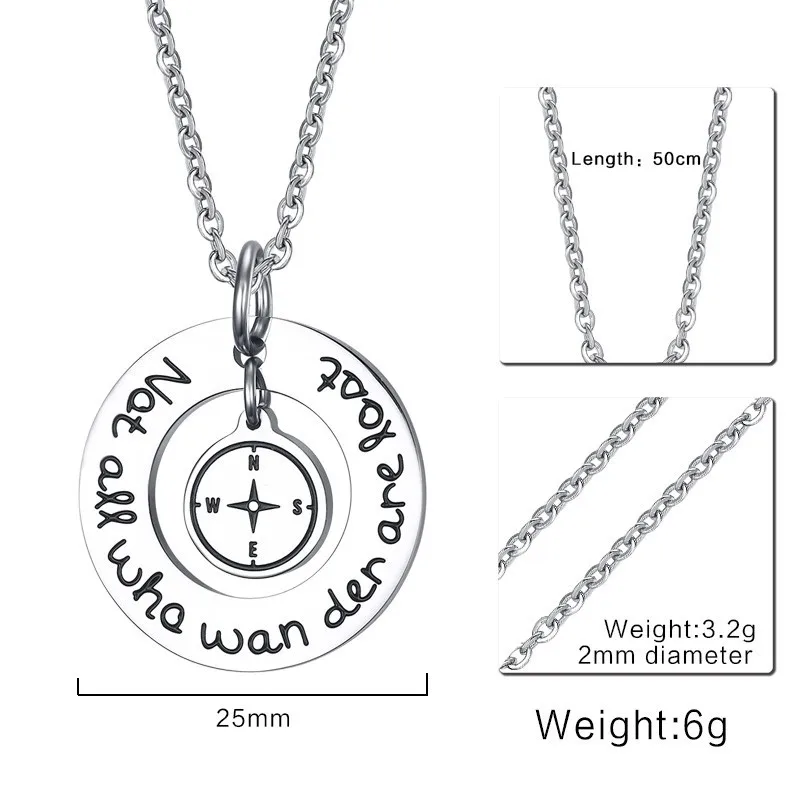 Мужчины ювелирные изделия из нержавеющей стали компас круг круглыми подвесками