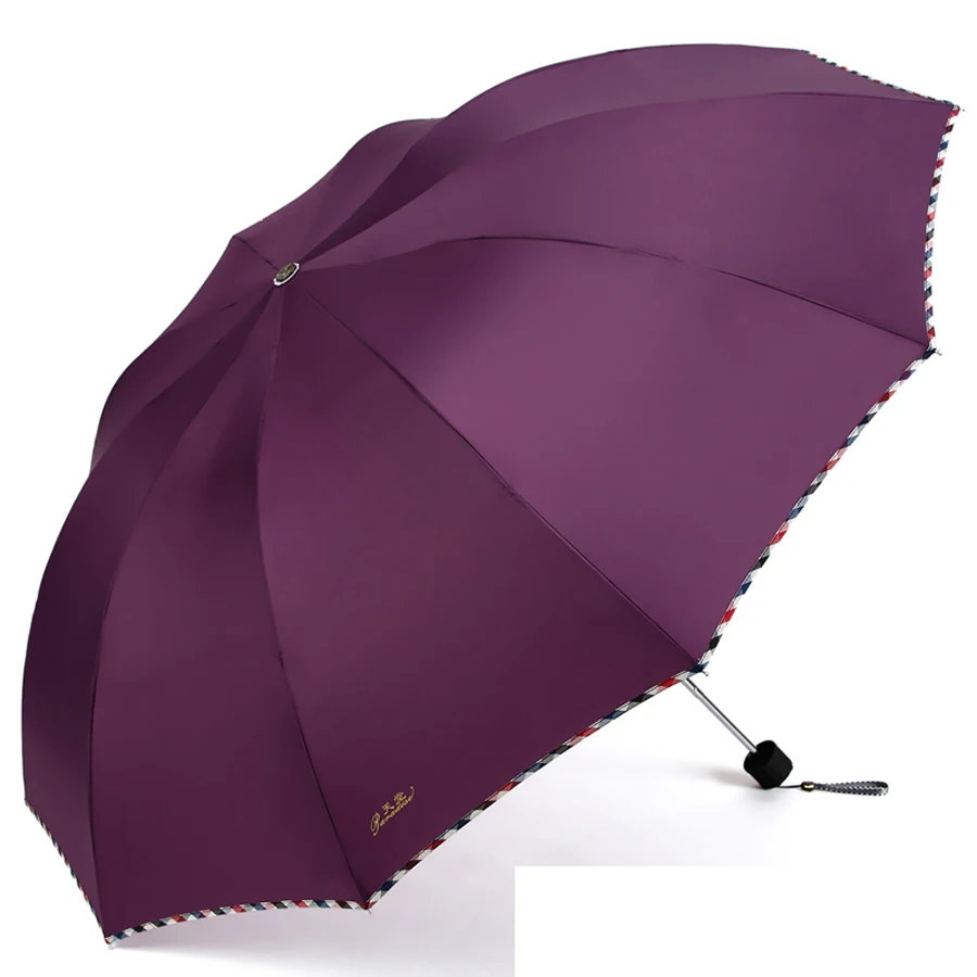 Автоматическая складная сумка зонт для женщин черный мини с защитой от ветра