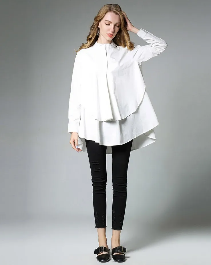 Женские Модные топы повседневные Черные блузы с рукавами праздничные свободные