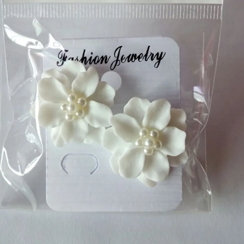 Новые модные серьги с большим белым цветком Женские Ювелирные изделия
