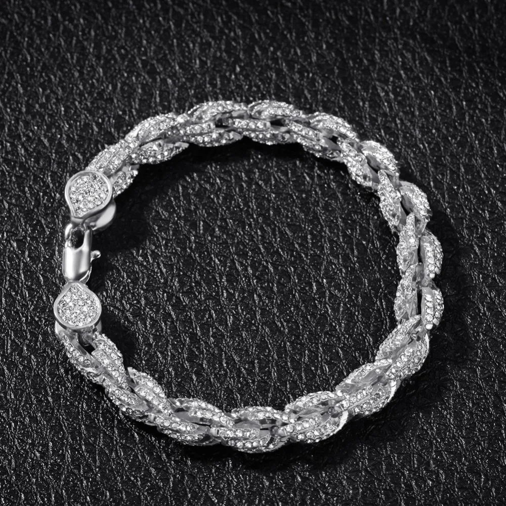 UWIN NE+BA 9mm Rope Chain Necklaces& Bracelets Full Iced Out Rhinestones Bling Biling 7/8/9inch Fashion Hiphop Jewelry