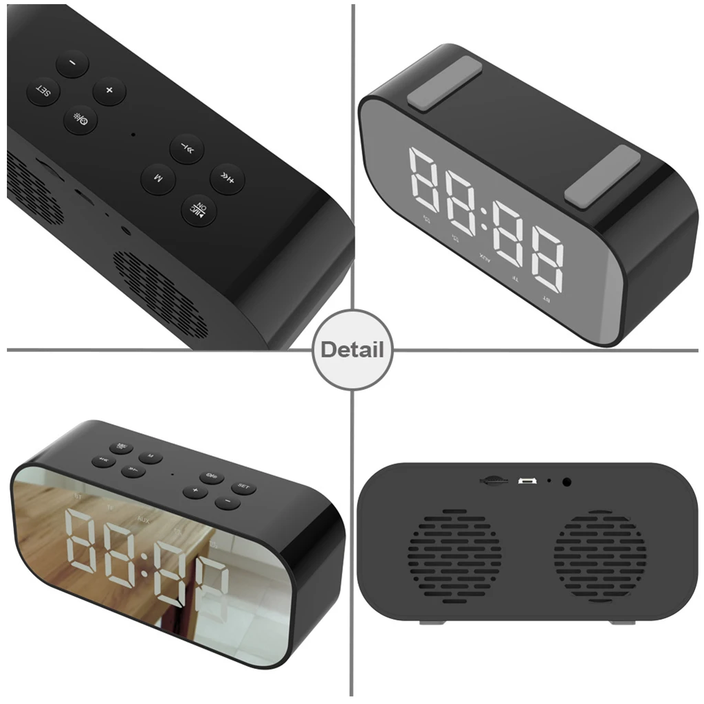 Lewinner Многофункциональные Беспроводные Bluetooth колонки с часами Домашний Мини светодиодный дисплей цифровой Настольный будильник для офиса спальни