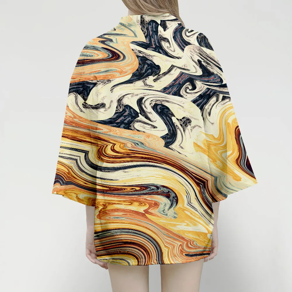 Модное кимоно в стиле Харадзюку С 3D принтом для женщин и мужчин блузка японском с