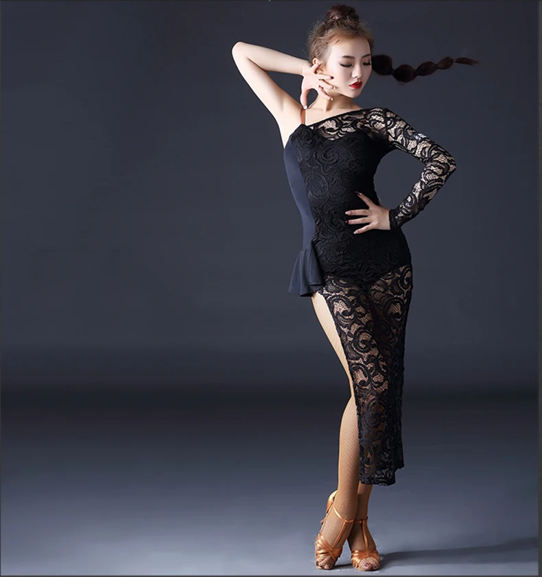 Платье для латинских танцев, юбка с разрезом, Vestidos De Baile, латино, сальса, одно плечо, дизайн, танцевальная одежда для женщин, сальса, танго, юбки Q3149