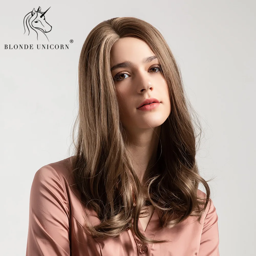 Блонд Единорог 14 дюймов Синтетические натуральные волнистые волосы парик