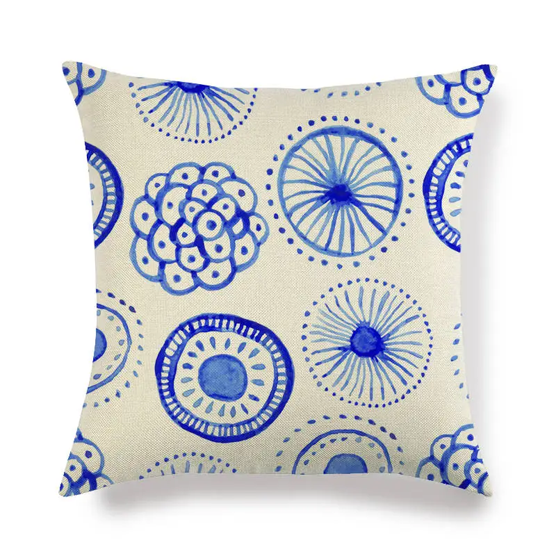 45cm*45cm light blue geometrc design linen/cotton throw pillow covers couch cushion cover home decorative | Дом и сад
