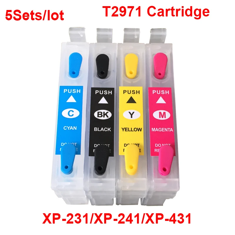 5 комплектов T2971 T2962 T2963 T2964 Refillable патрон чернил для принтера Epson XP231 XP431 XP241 XP 431 231 241 с