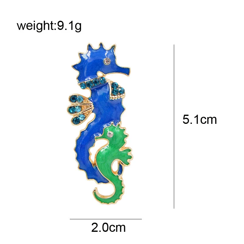 Синди Сян голубой цвет эмаль броши в виде морских коньков для женщин милые