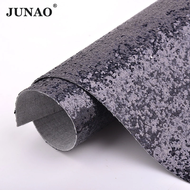 JUNAO 20*34 см серебристо золотисто черная блестящая синтетическая кожаная ткань