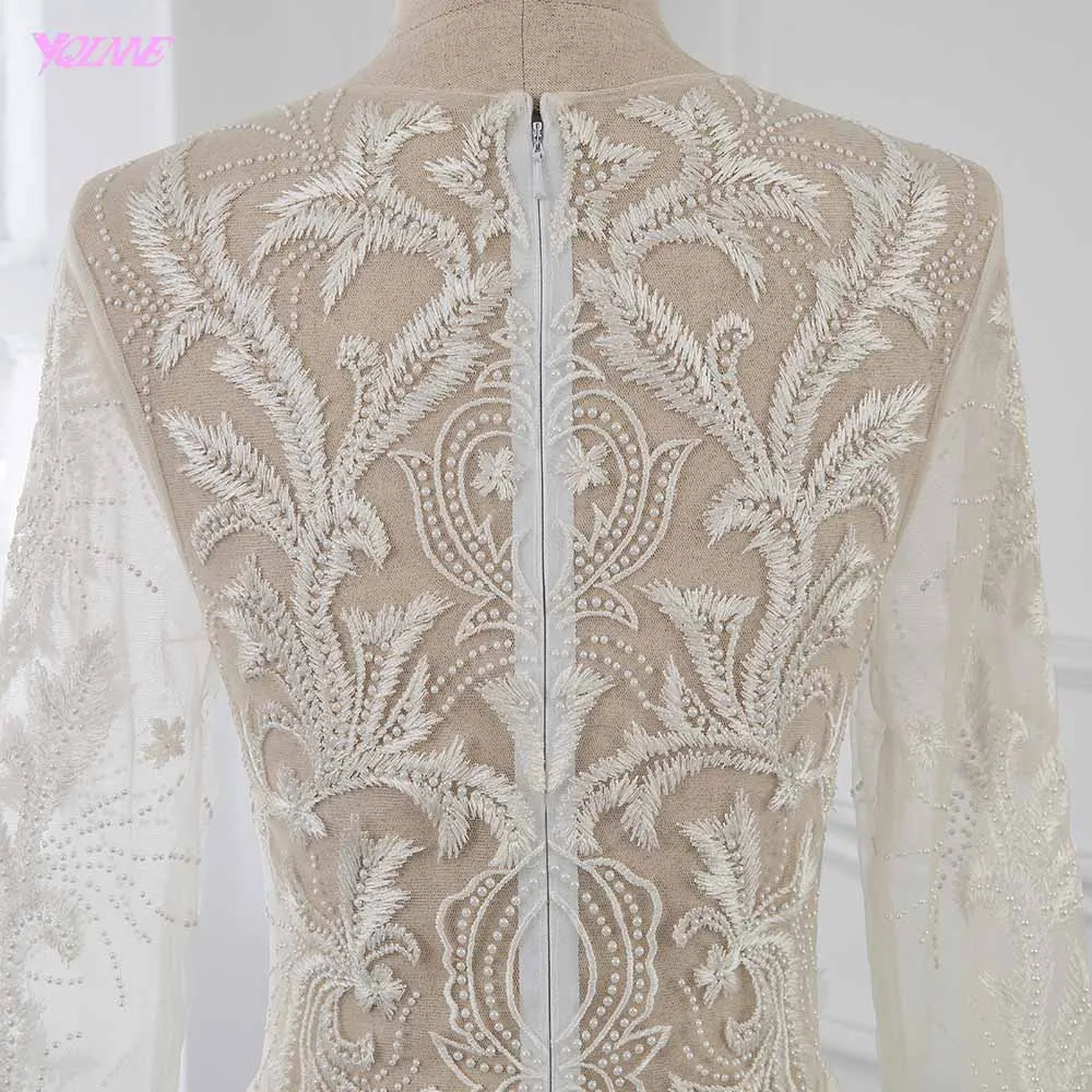 Сексуальное прозрачное свадебное платье с длинным рукавом Вышитое блиновое