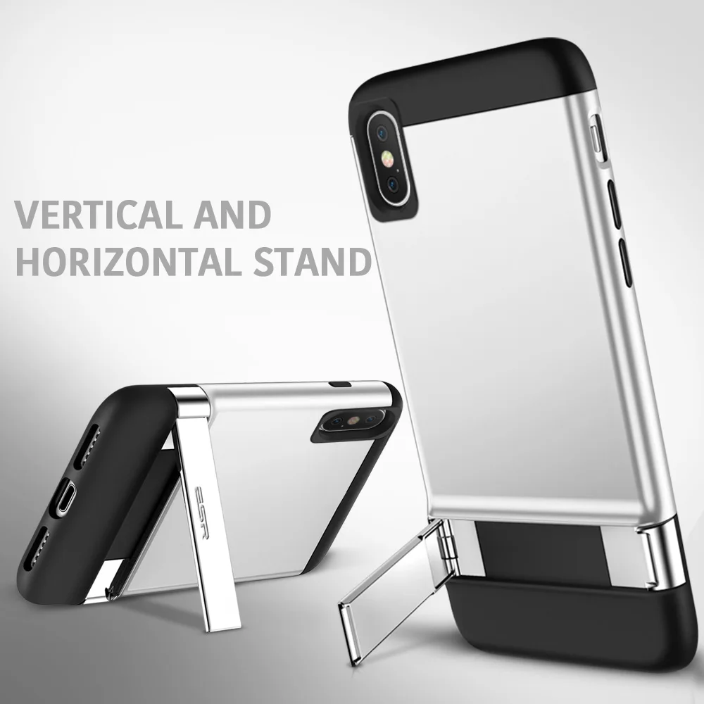 Чехол для iPhone X ESR, металлический чехол с подставкой, вертикальная и горизонтальная подставка, Жесткий Чехол-бампер из поликарбоната для iPhone 7, 8 Plus, Fundas Coque