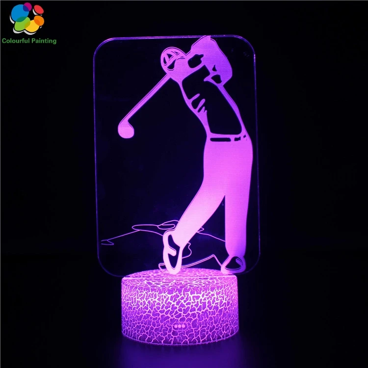 Basketball Football Ice hockey Golf Ballet Sport 3D LED Crack Night Light 7 Colors Changing Lamp 3AA Battery Powered USB Gift 22 | Лампы и
