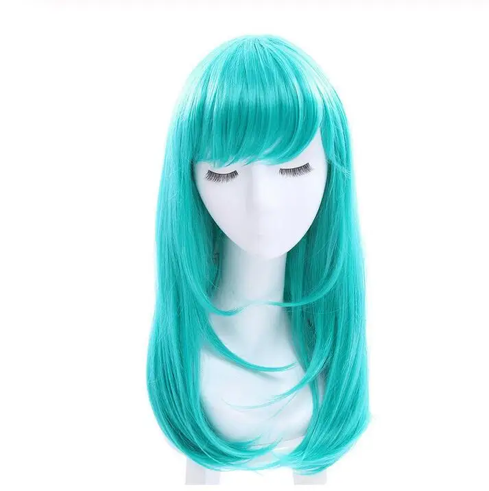 Ювелирные изделия Парик Dragon Ball Bulma средней длины прямые челки зеленый парик для косплея парики из натуральных волос для вечеринки
