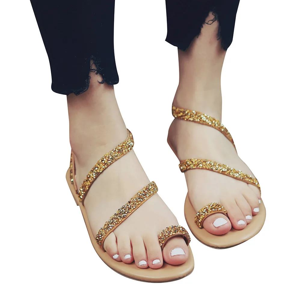 SAGACE/женские летние сандалии в римском стиле со стразами женская обувь на Плоском