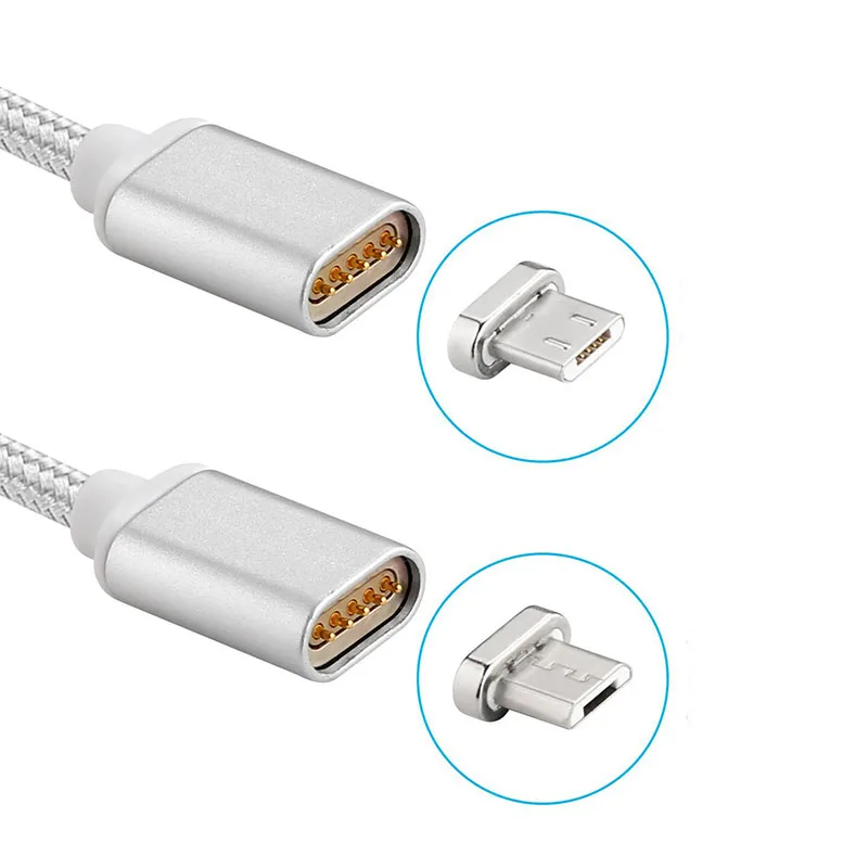 1 м нейлоновое магнитное зарядное устройство Micro USB для мобильных телефонов Xiaomi Huawei Android 2.1A Быстрая зарядка Магнит Micro USB кабель для передачи данных
