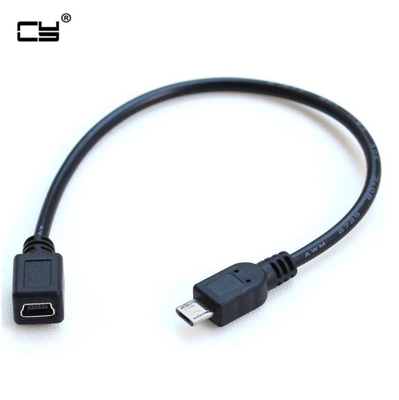 

10PCS 20cm micro USB male to MINI USB 5PIN female extension data charging adaptor convertor cable