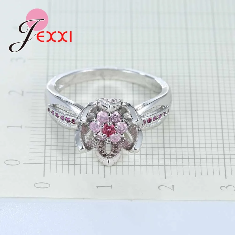 Сверкающие свадебные кольца принцессы из чистого серебра 925 пробы с цирконием AAA