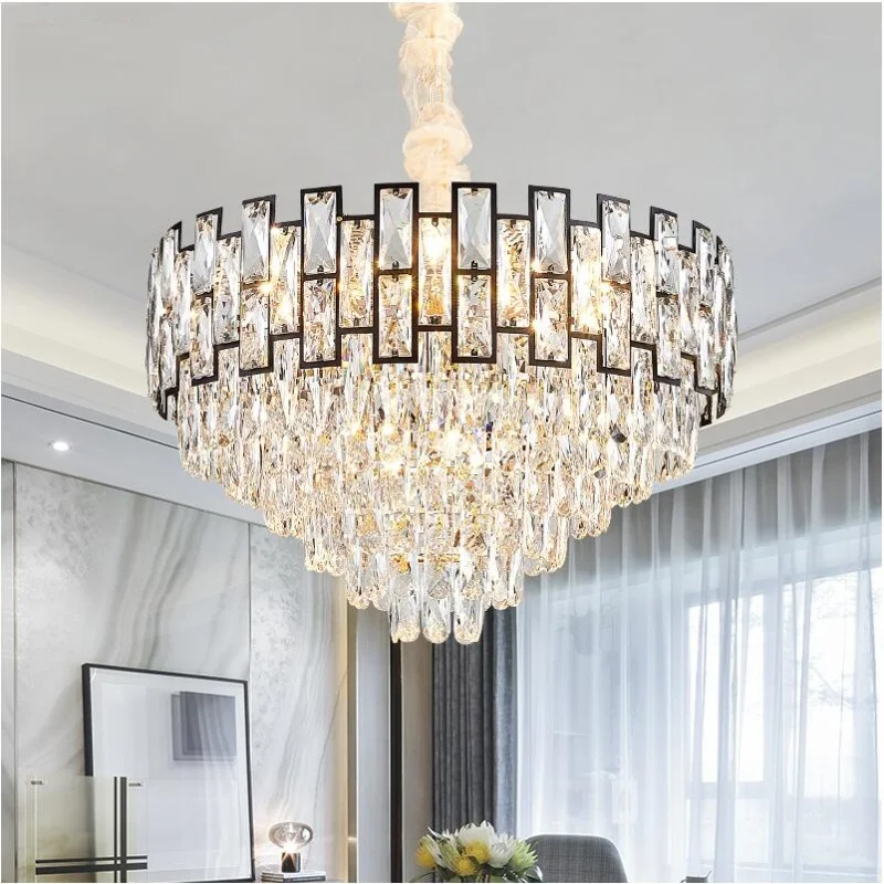 Роскошная хрустальная люстра черная лампа для гостиной k9 со стразами|Люстры| |