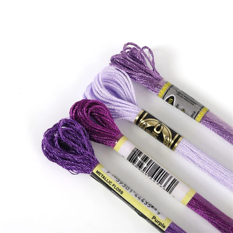 Purples Светильник с эффектом нитей металлические нити крест нитки для вышивания крестиком 8 метров каждый моток DMC и Sullivans бренды разные группы - Цвет: Purples