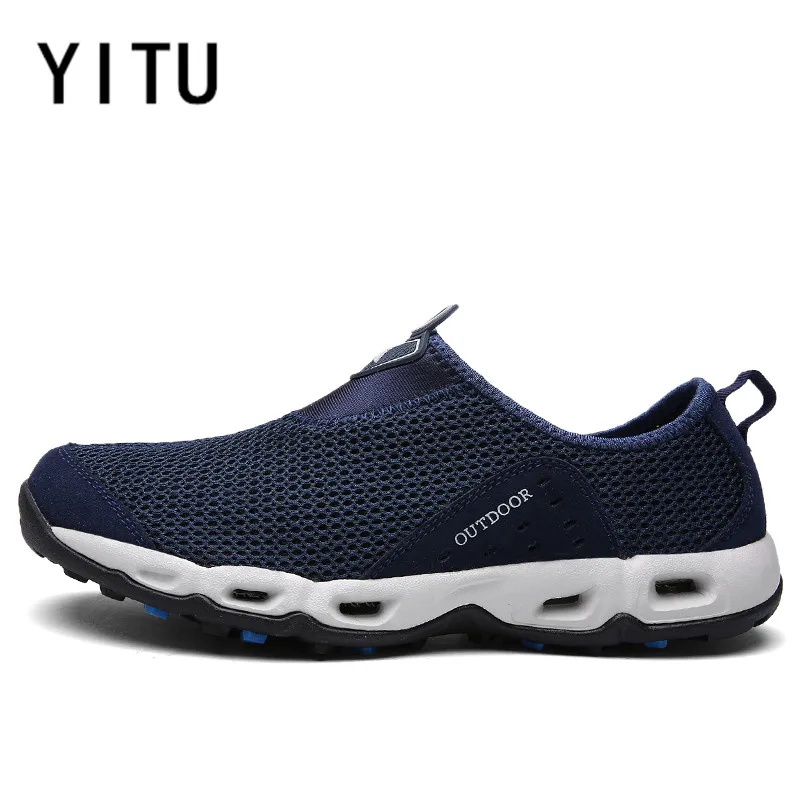 Dark Blue YITU/; женская и мужская летняя пляжная обувь; прогулочная обувь для воды; спортивная обувь для плавания; спортивная обувь из сетчатого материала; обувь для рыбалки - Цвет: Dark Blue