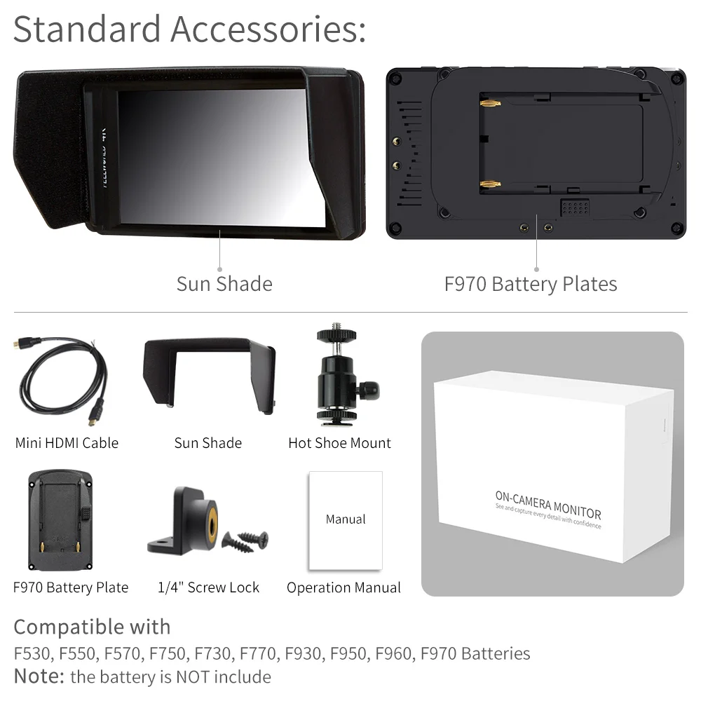 

Feelworld FW450 4.5" IPS 4K HDMI Camera Field Monitor 1280x800 HD Portable LCD Monitor for DSLR with Peaking Focus Check Field