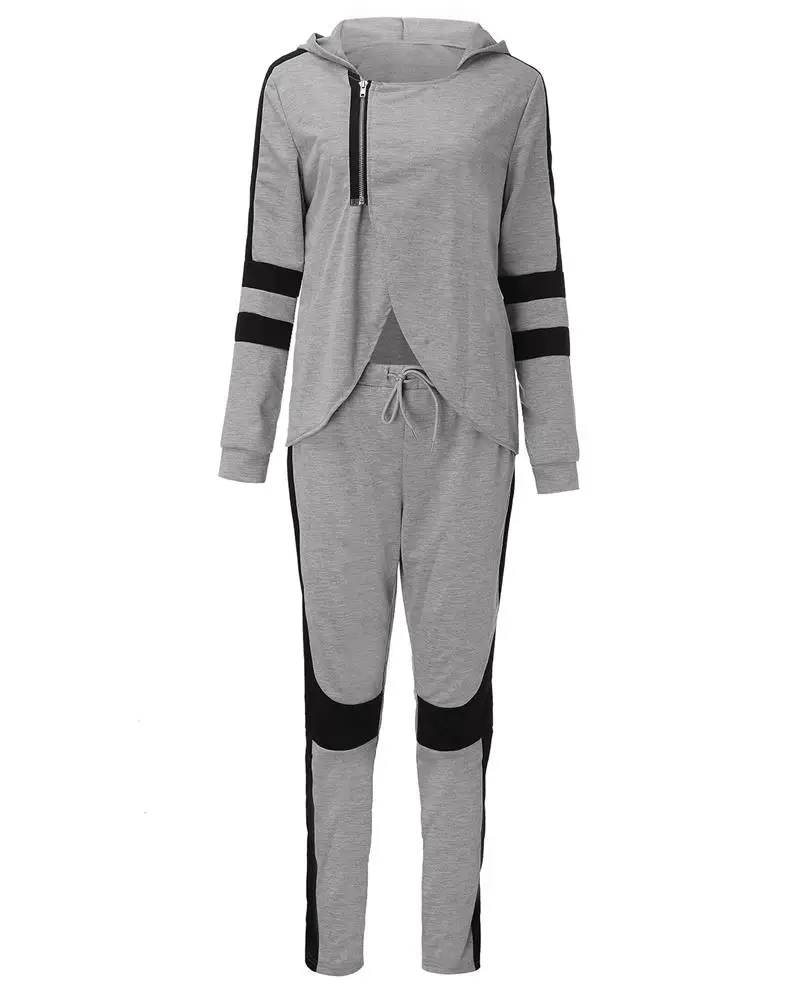 2018 Осень Slim Fit пикантные пупочной с капюшоном длинными рукавами хлопковый костюм